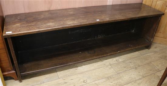 An oak low open bookcase, W.216cms
